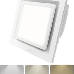 Bathroom Exhaust Fan with Light,9.8 in Panel,3000K/4500K/6000K 12W 7.5In Square LED,117 CFM,0.7 Sones 4 Inches Duct 110V,Quiet Ventilation Exhaust Fan