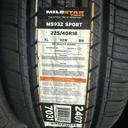 225/40/18  MILESTAR TIRES FREE INSTALLATION 