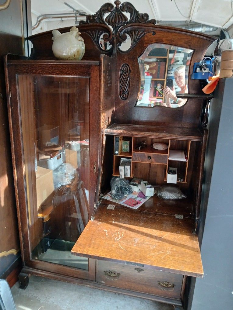 Victorian Cabinet with desk and Key. Make An Offer (contact info removed)