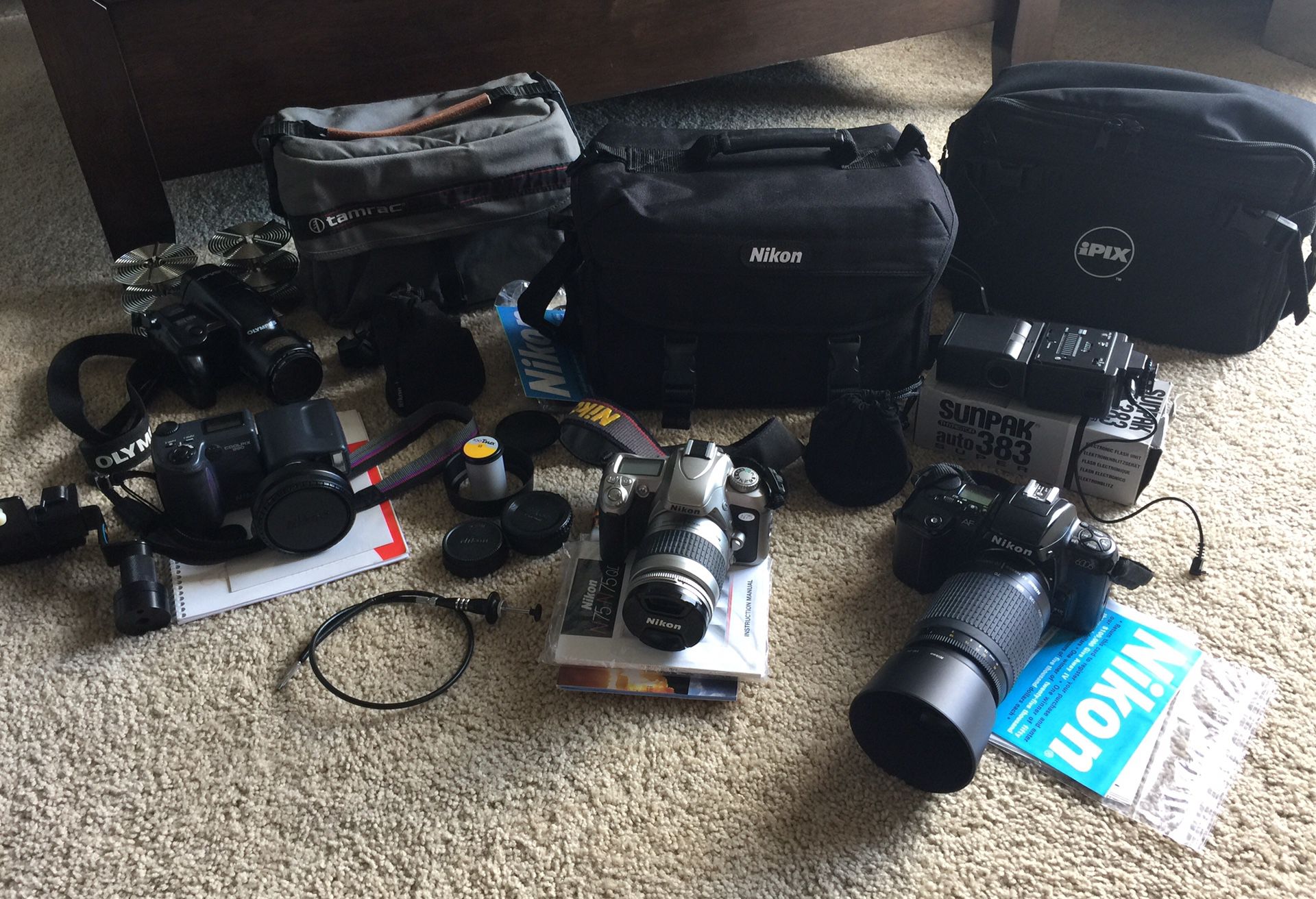 Nikon & Olympus Cameras & Equipment Lot, Lenses, Flash