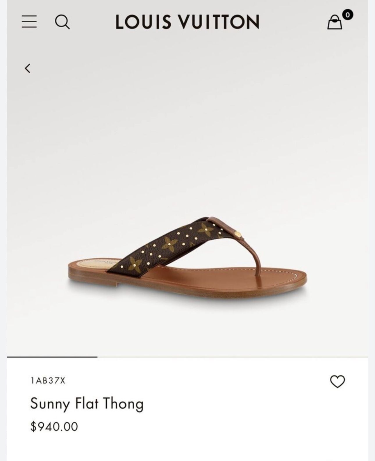 Authentic Louis Vuitton Sunny Flat thong 38