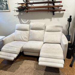 Suede Couch With Electric Recliner