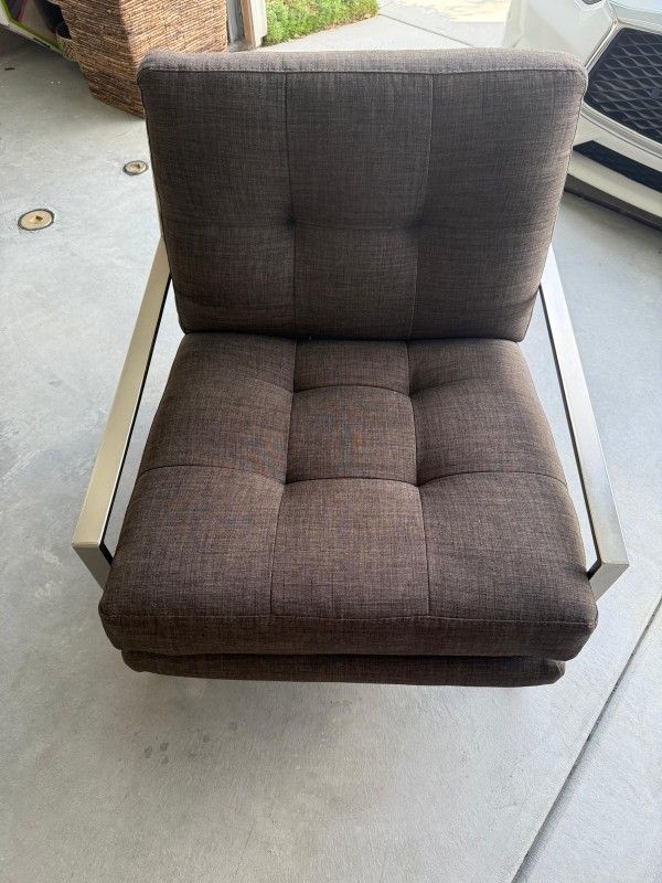 Brown Accent Chair with Silver Metal Frame