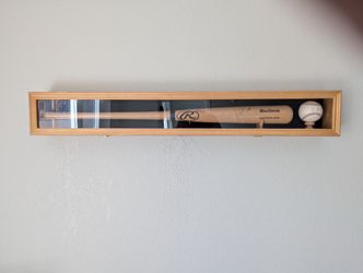 Nolan Ryan And George Brett Autographed Ball And Bat In Shadowbox.