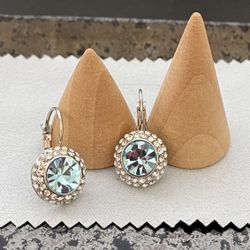 Silver Earrings - Made With Swarovski Crystal Blue