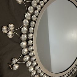 Decorative Silver Round Crystal Mirror
