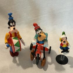 3 Vintage Goofy Figurines Set Walt Disney
