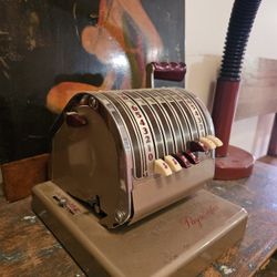 Vintage Midcentury Old Metal PAYMASTER machine In Pink 