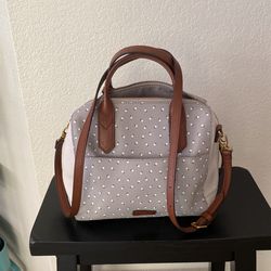 Fossil Fiona Satchel Grey/bone