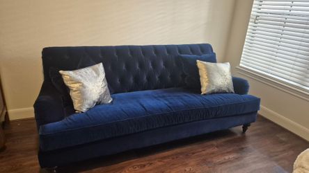 Navy velvet couch