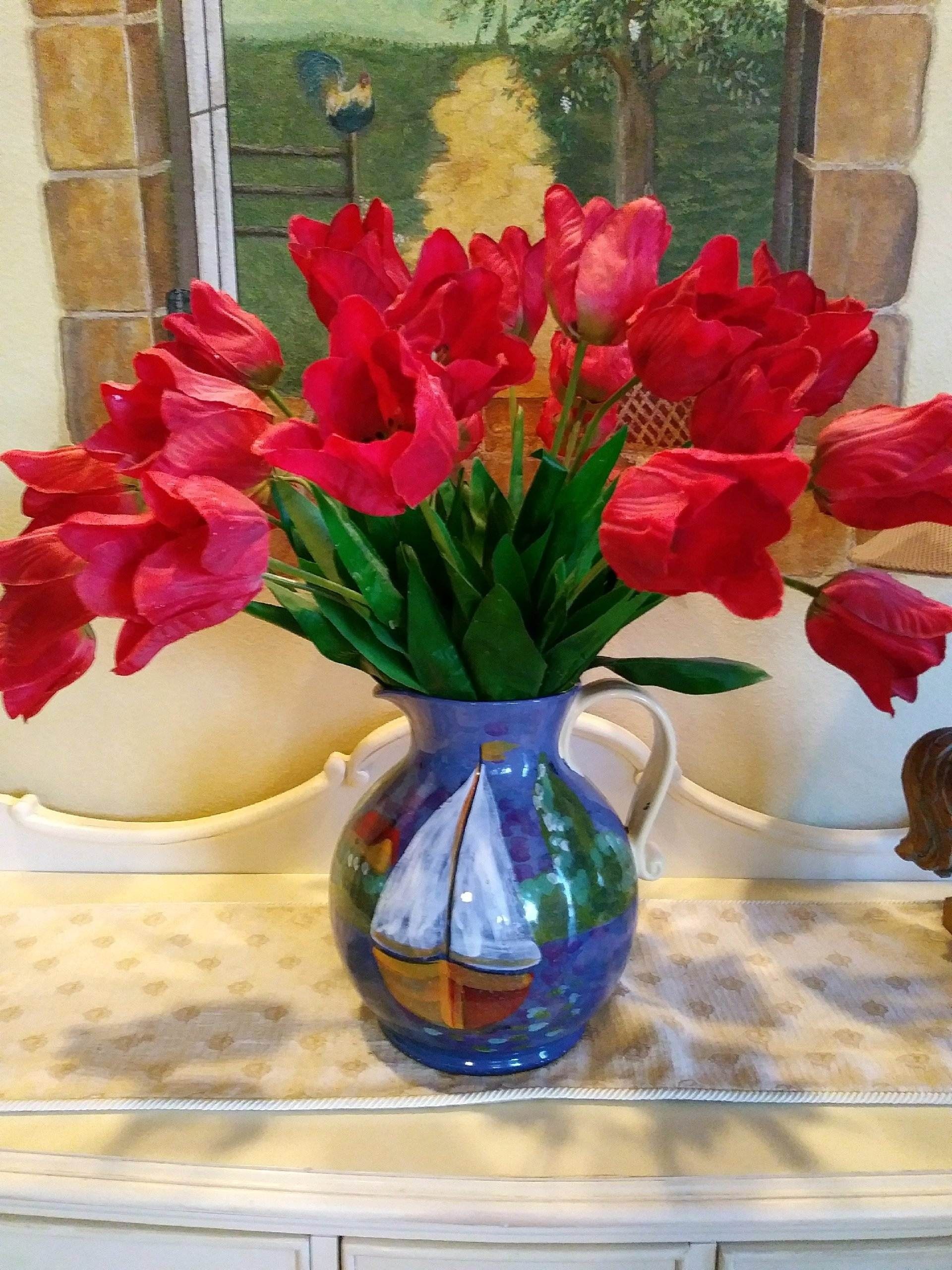 $50 Italian vase and silk flowers