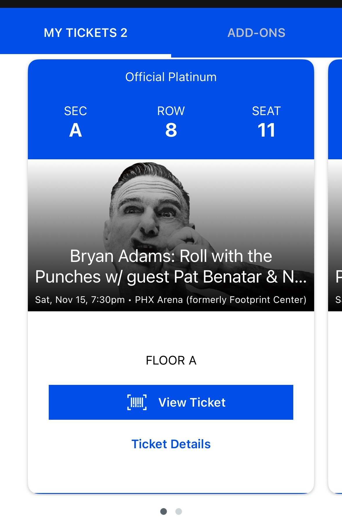 Concert tickets/ Floor Seats