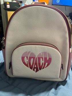 Coach Leather Backpack with Heart Logo