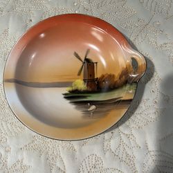 Noritake Morimura 1920s Handled Bowl Beveled Edge Red M Wreath Made In Japan