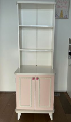 Charming Pink & White Children's Bookshelf / Storage Cabinet