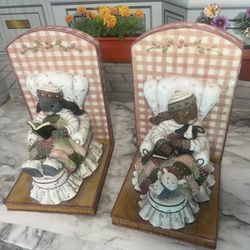 Adorable Antique Nursery Bunnies Book Ends, Each $50