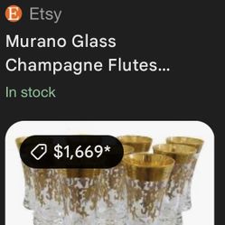 Murano Champagne Flutes Handmade In Italy