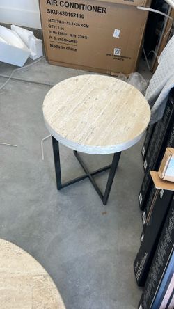 Marble Top Table, Black Metal Legs