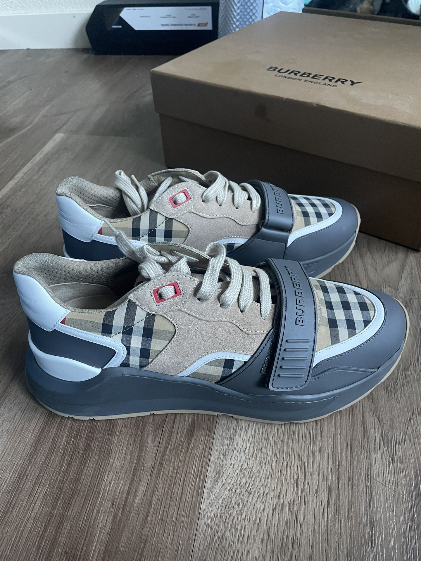 Burberry Ramsey Vintage Check Suede Leather Sneakers