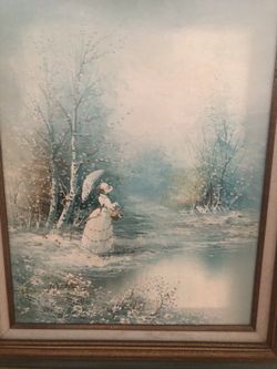 Lady In Meadow Painting 