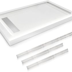 48x36 Inch Shower Base, Pre-Sloped Acrylic Fiberglass Shower Pan, Left/Right Installation, Easy DIY Installation with Removable Flange for Zero, Singl