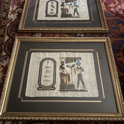 VTG signed, purchased at a gallery in Cairo x2 times two papyrus Art Work