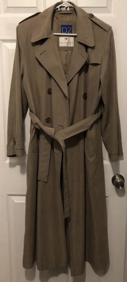 WOMENS VINTAGE SAKS FIFTH AVENUE EXCLUSIVE D12 DRIZZLE TRENCH COAT RAINCOAT SZ 9