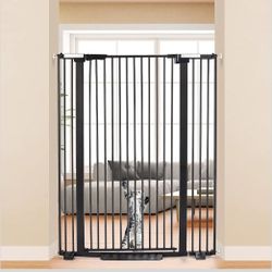 #2761J- 51.18" Extra Tall Cat Gate for Doorway, 29"-40" Auto Close Pet Gate Include 2.75" and 5.5" Extension Kits, No Drilling Pressure Mount Kit, Sui