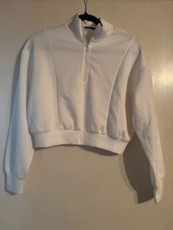 White crop top quarter zip