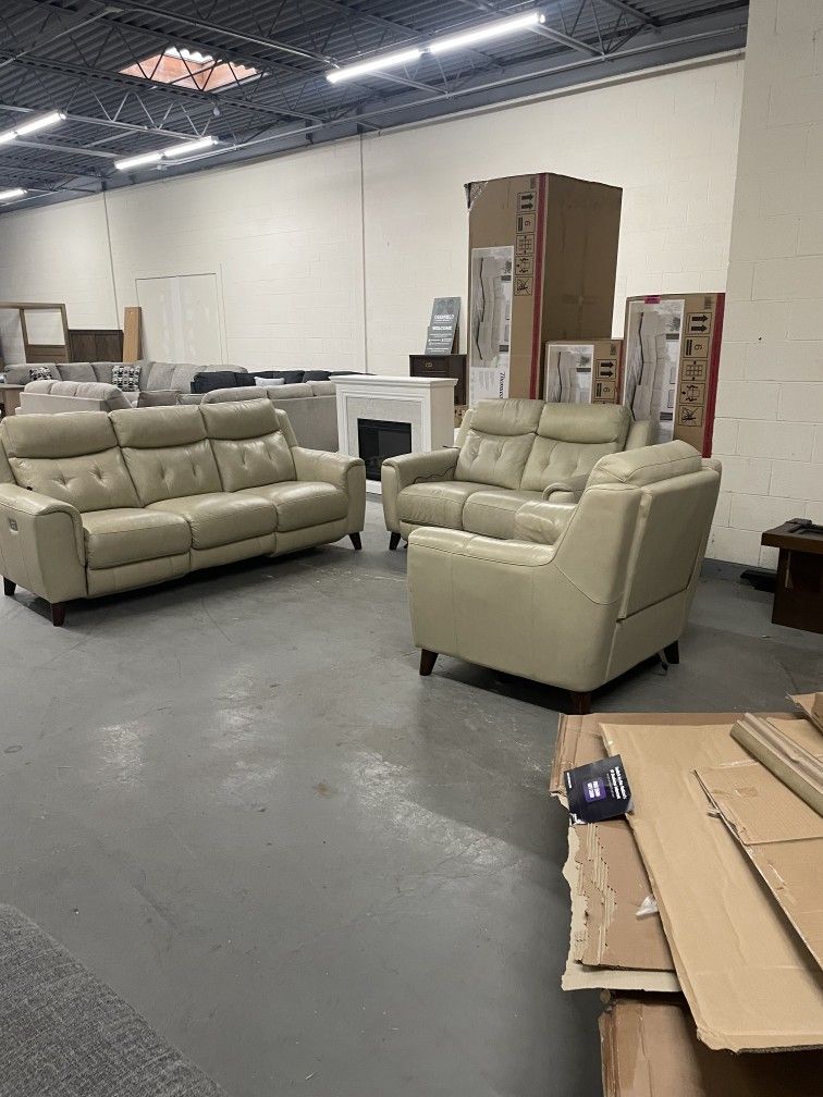 Leather Couch Recliner Set