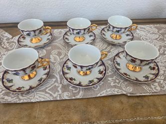 Porcelain Teacup and Saucer Set of 6