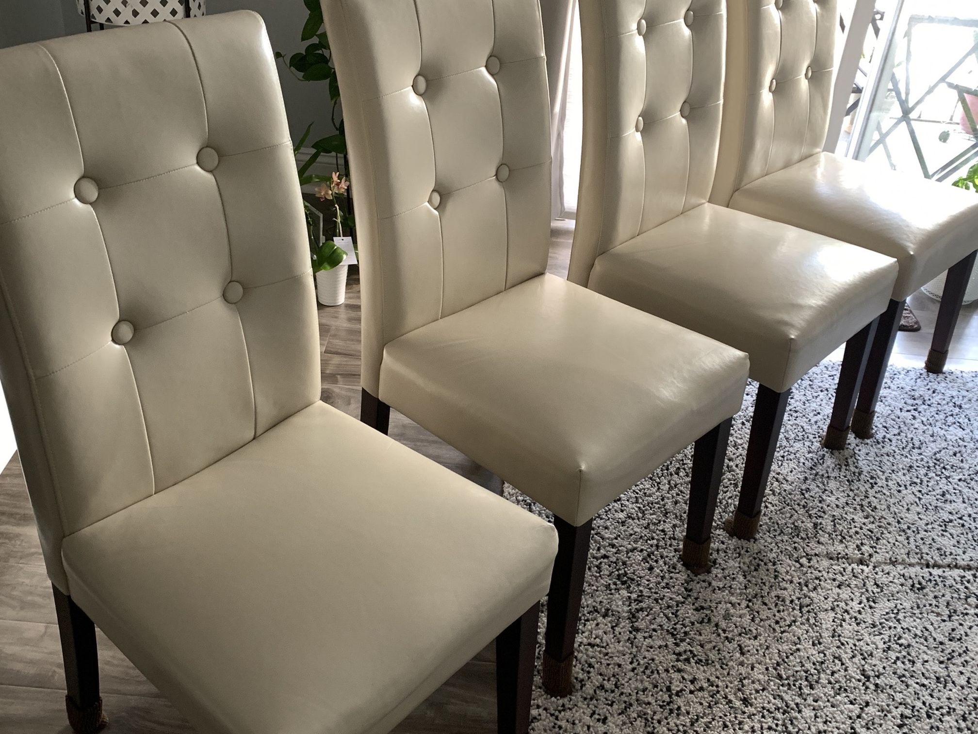 Classic & Modern Ivory Faux leather Dining Room Chairs