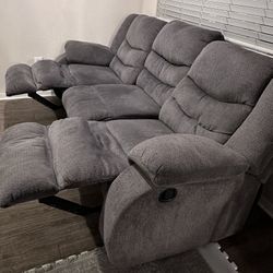 Plush Reclining Sofa + Loveseat Set–GREAT Condition-MUST SELL ASAP!