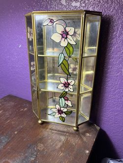 Curio cabinet, vintage brass