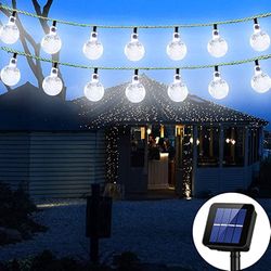 Solar String Lights Globe 38 Feet 66 Crystal Balls Waterproof LED Fairy Lights 8 Modes Outdoor Starry Lights Solar Powered String Light for Garden Yar