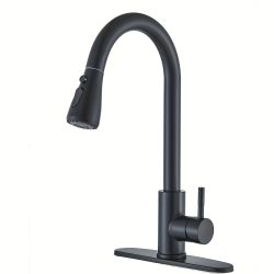 NEW Matte Black Kitchen Faucet with Pull-Down Sprayer