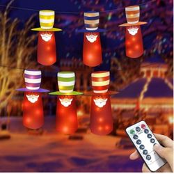 Christmas Decorations Outdoor and Indoor 6-Pack Hanging Lighted Santa Ornaments 16.4ft LED String 