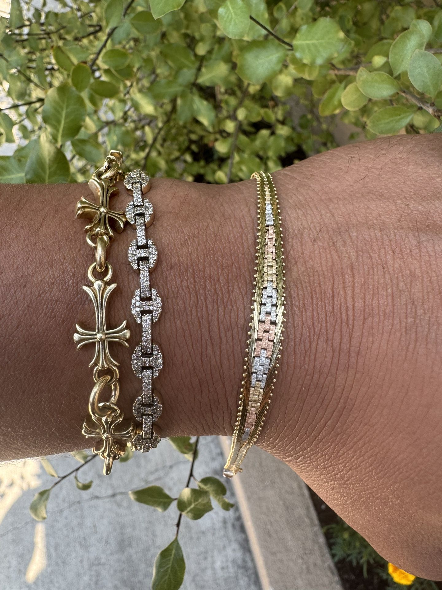 14k Tricolor Bracelet, 8 Grams