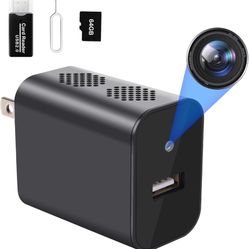 64GB Spy Camera Hidden Camera Charger, 4K UHD Small Hidden Camera with Motion Detection, Mini Spy Camera,Nanny Cam Hidden Camera,Hidden Secret Hidden 