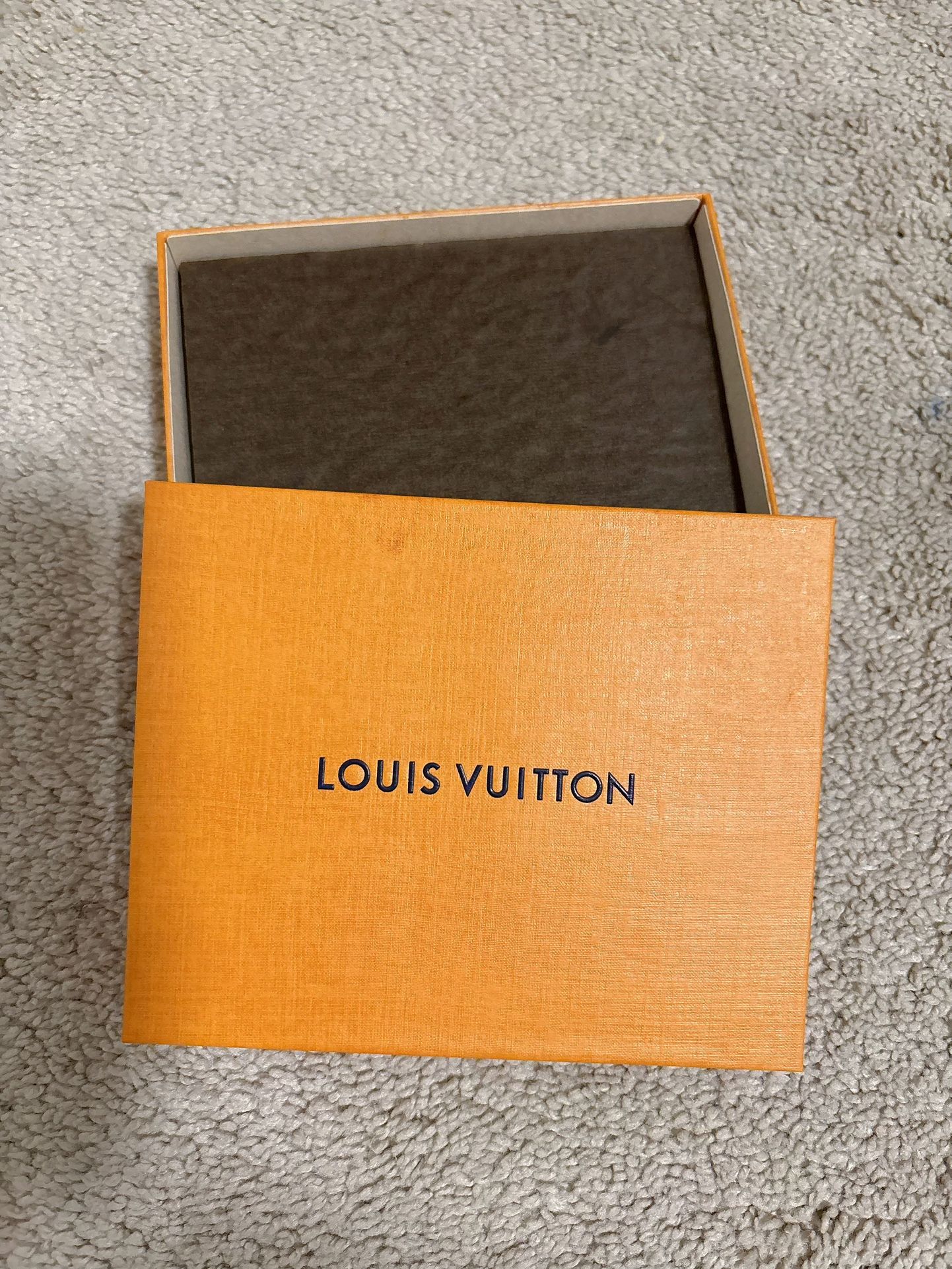 Authentic Louis Vuitton Classic Storage Gift Box Orange 6.25x5.25x1.25” Chocolate box only  This is for the chocolate box only box only  Has oil stain