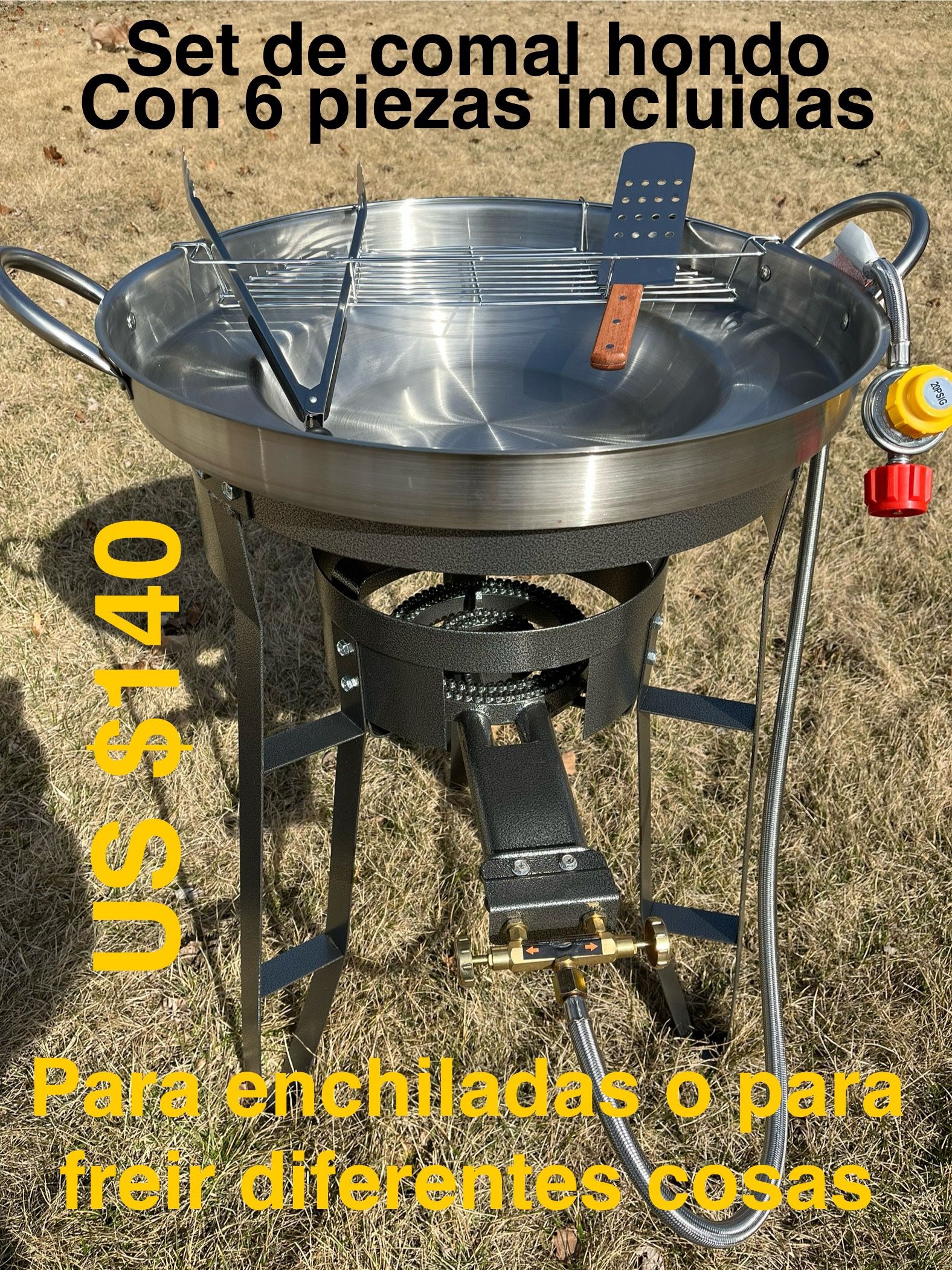 Set De Comal Hondo Para Enchiladas O Para Freír Diferentes Cosas , Con 6 Piezas Incluidas