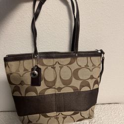 Coach Brown And Tan Tote
