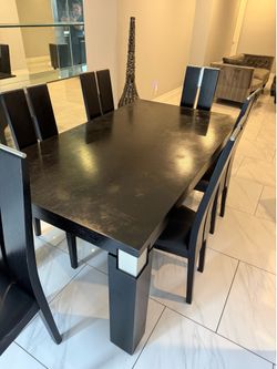 Modern Black Dining Table + 6 Matching Chairs – $450 OBO
