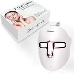 Led Face Mask Light Therapy, 7-1 Colors LED Facial Skin Care Mask, Red Light Therapy Mask for Face, White