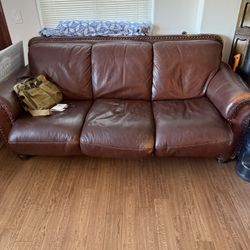 Genuine Brown Leather Sofa