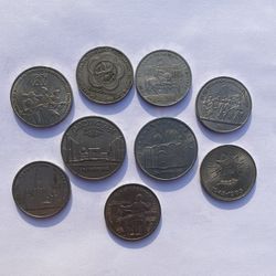 USSR Coins , Soviet Anniversary Coins , Celebrity Ussr .  Monuments.  9 Coins 