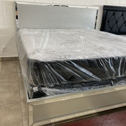 New King Bed With Mattress Included!!