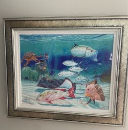 Gallery Framed Guy Harvey “Reef Patrol” print, hand signed, limited edition.