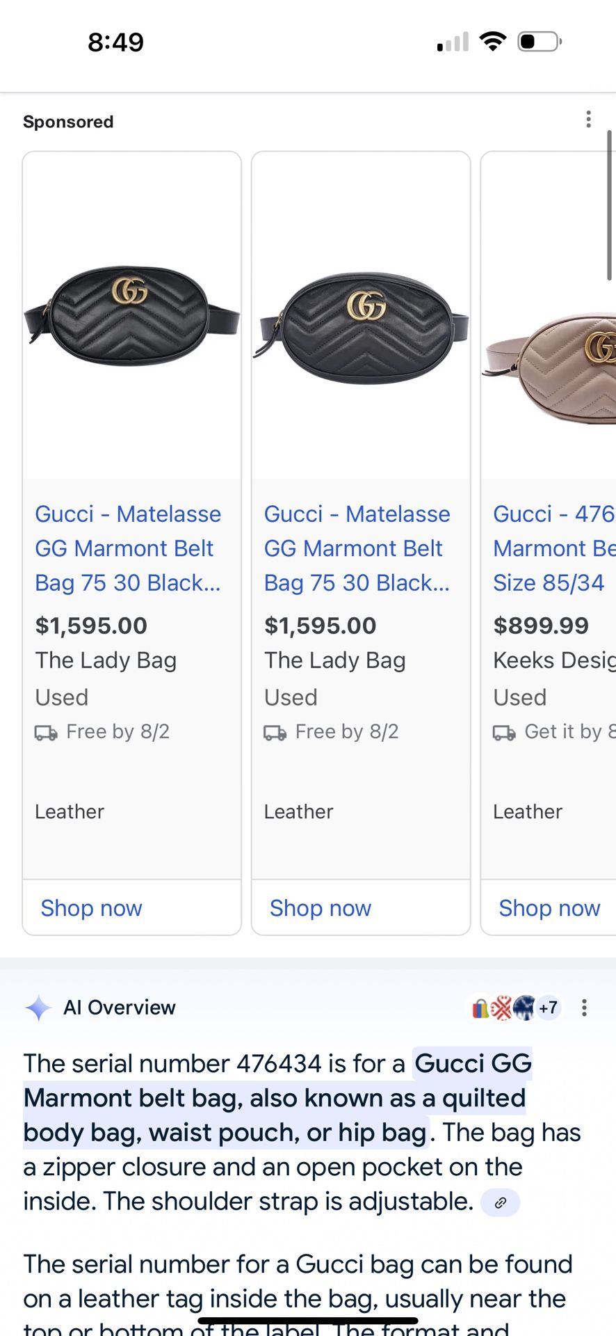 Gucci Marmont Beltbag Sz 95