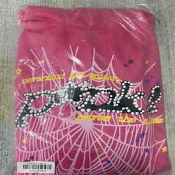 M size pink Sp5der Hoodie